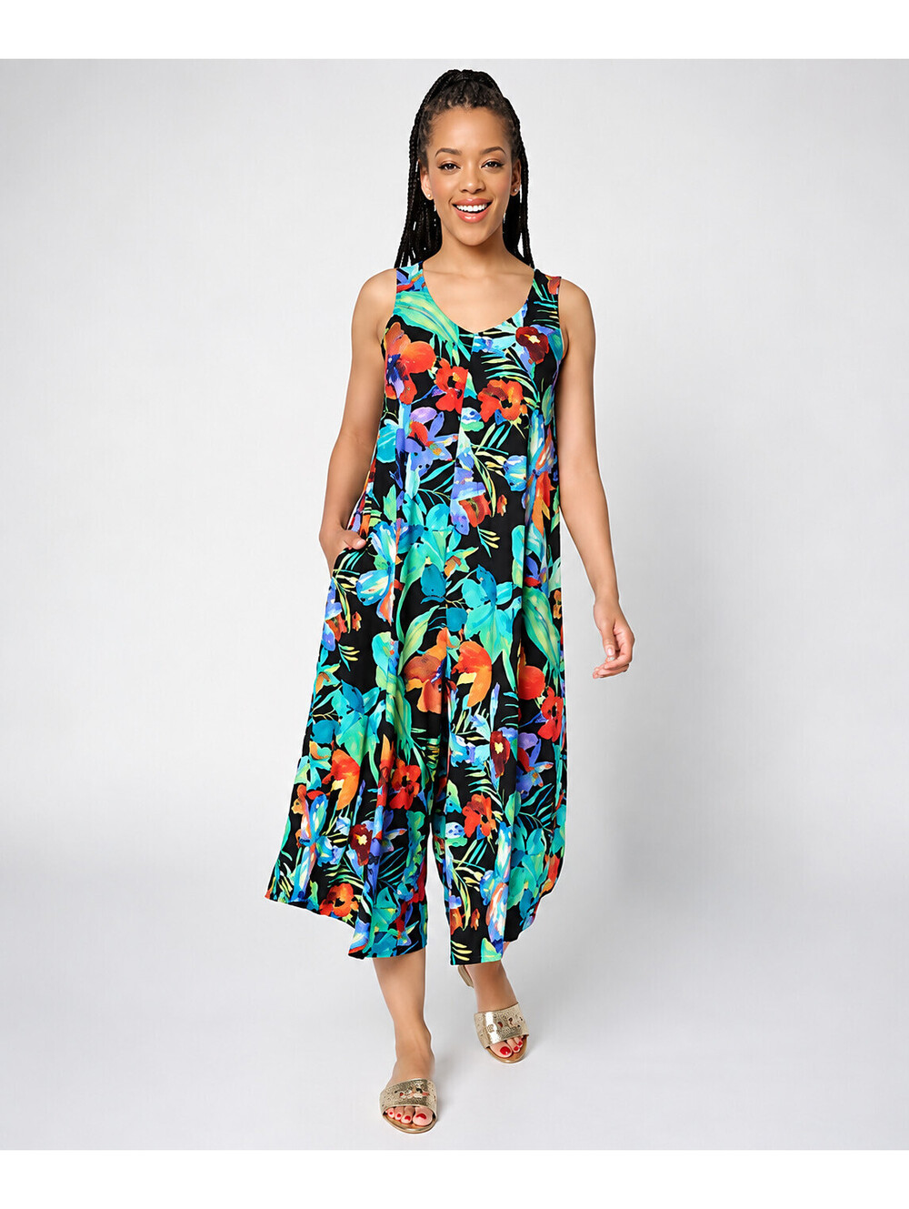 Women with Control Attitudes by Renee Handkerchief Jumpsuit, Petite XX-Small